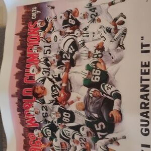 Autographed Joe Namath 1969 world champion poster